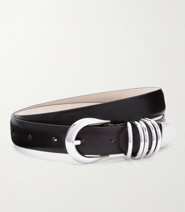 Black Leather & Silver Buckle Belt