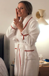 White/Red Contrast Piping Hotel Cotton Robe