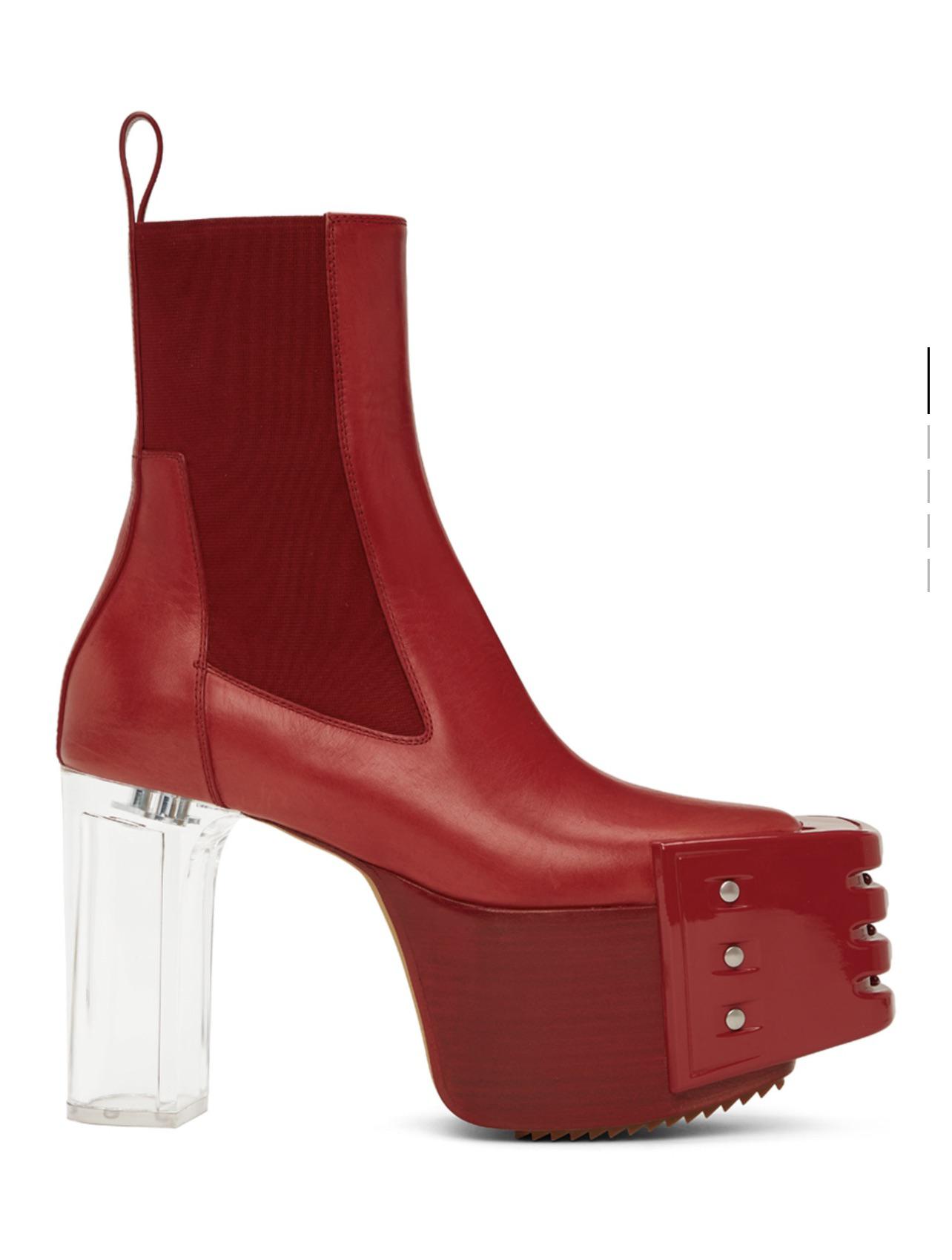 Rick Owens Red Grilled Platform Boots