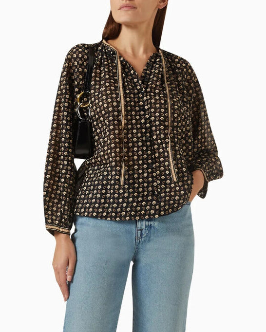 Amina Black Floral Blouse