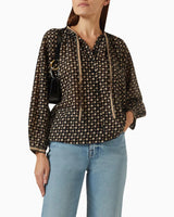 Amina Black Floral Blouse