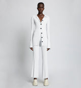 Rib Knit Cropped Pants in Off White