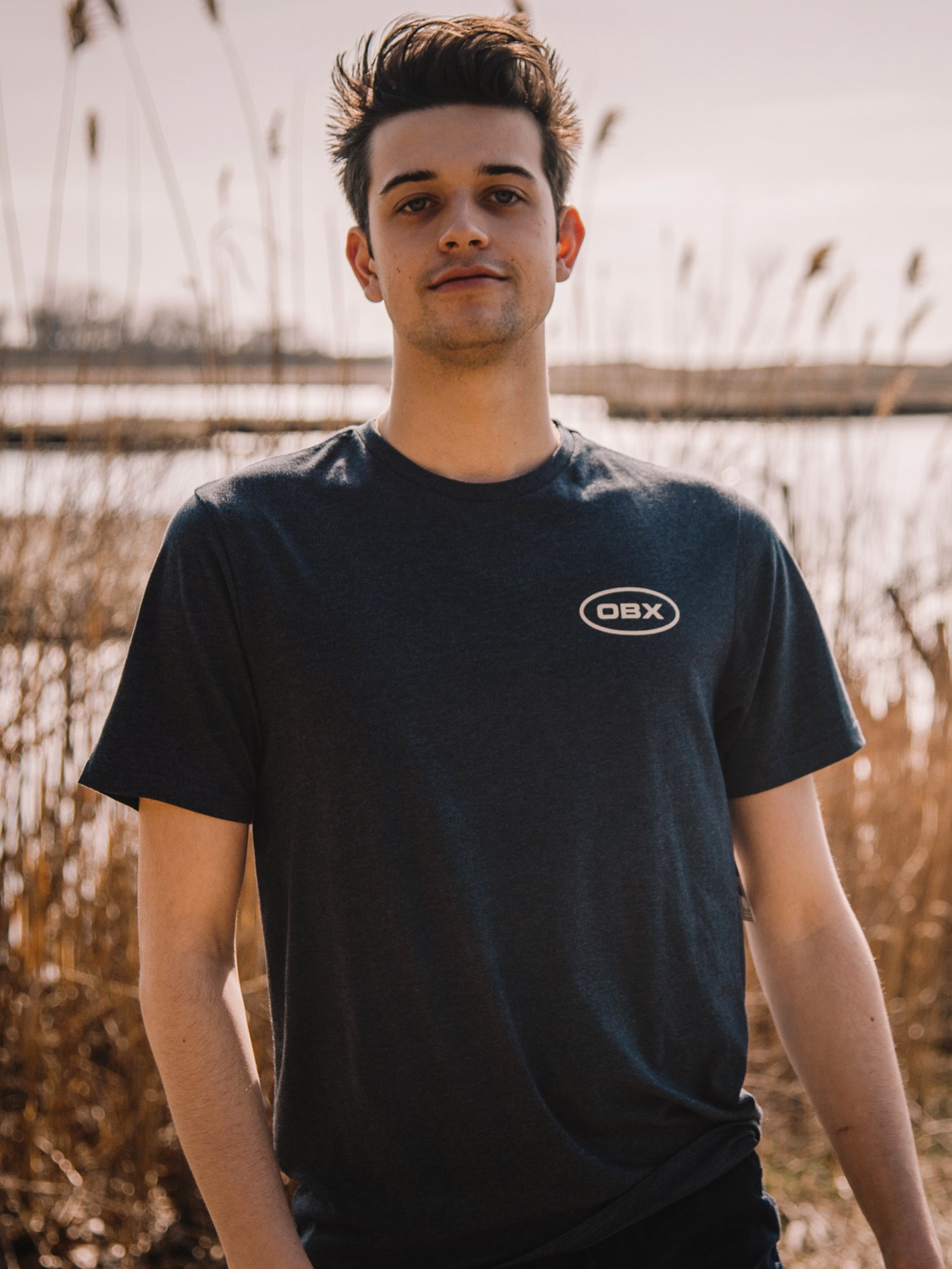 OBX MARLIN SHORT SLEEVE HEATHER SHIRT in NAVY HEATHER