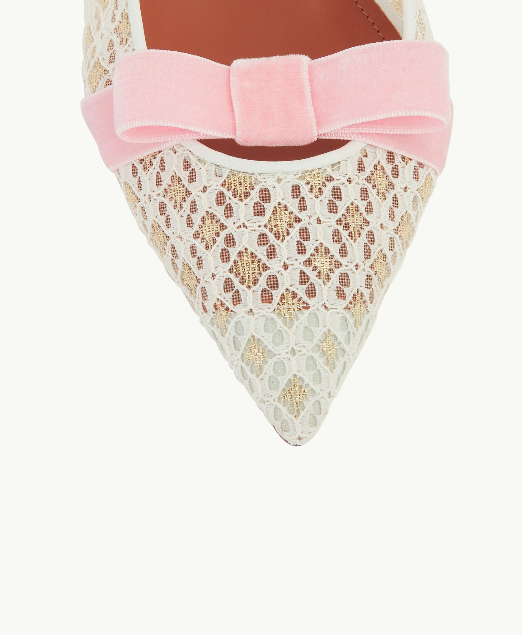 MARGUERITE Mesh FLAT with Pink Velvet Bow