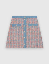 TWEED SKIRT WITH DENIM CONTRASTS