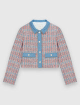 TWEED JACKET WITH DENIM CONTRASTS