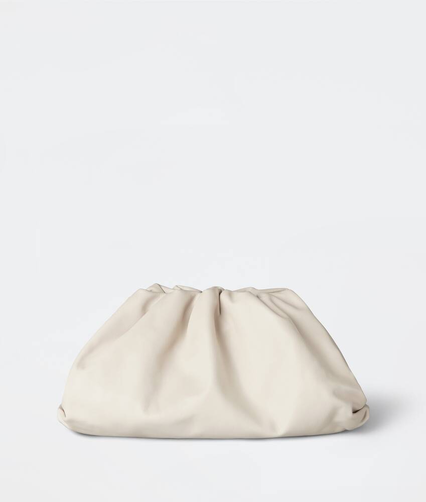 The Pouch small gathered intrecciato leather clutch handbag in White