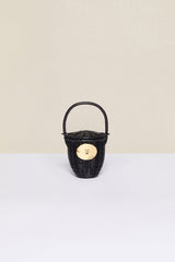 Wicker bucket bag in Black