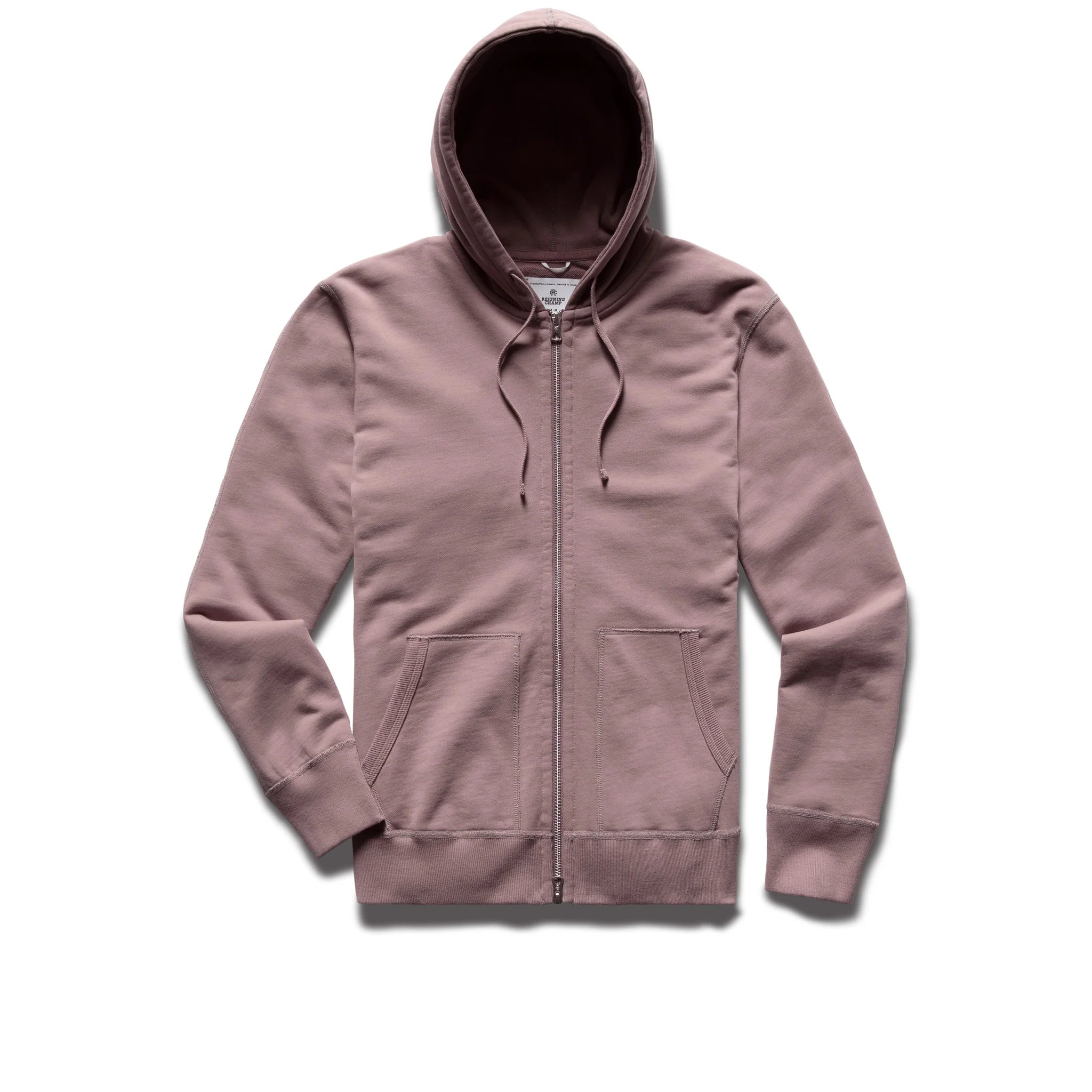 MENS MIDWEIGHT TERRY FULL ZIP HOODIE IN DESERT ROSE
