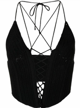 CROCHET TIE CORSET top in black