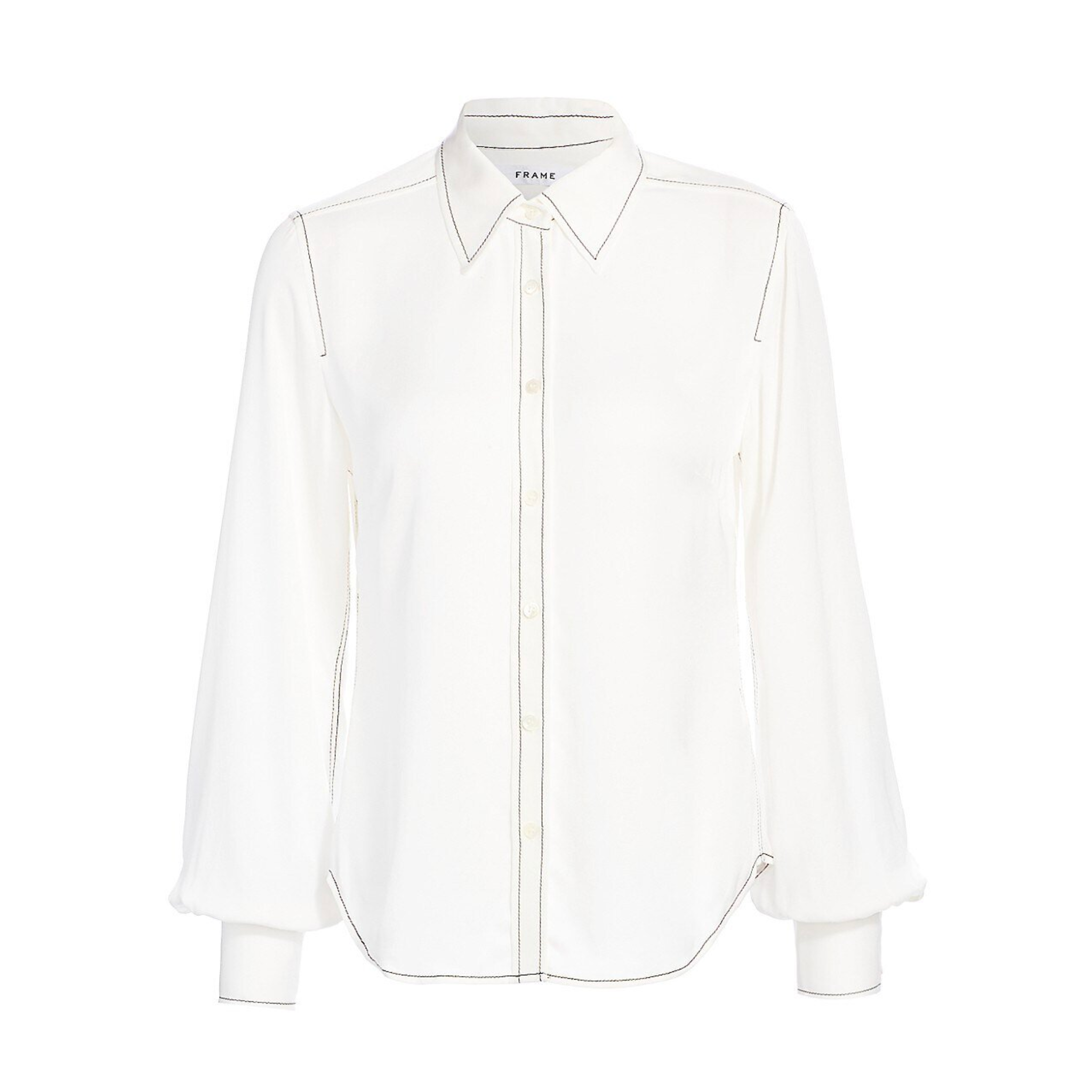 FRAME White 70's Contrast Stitch Shirt
