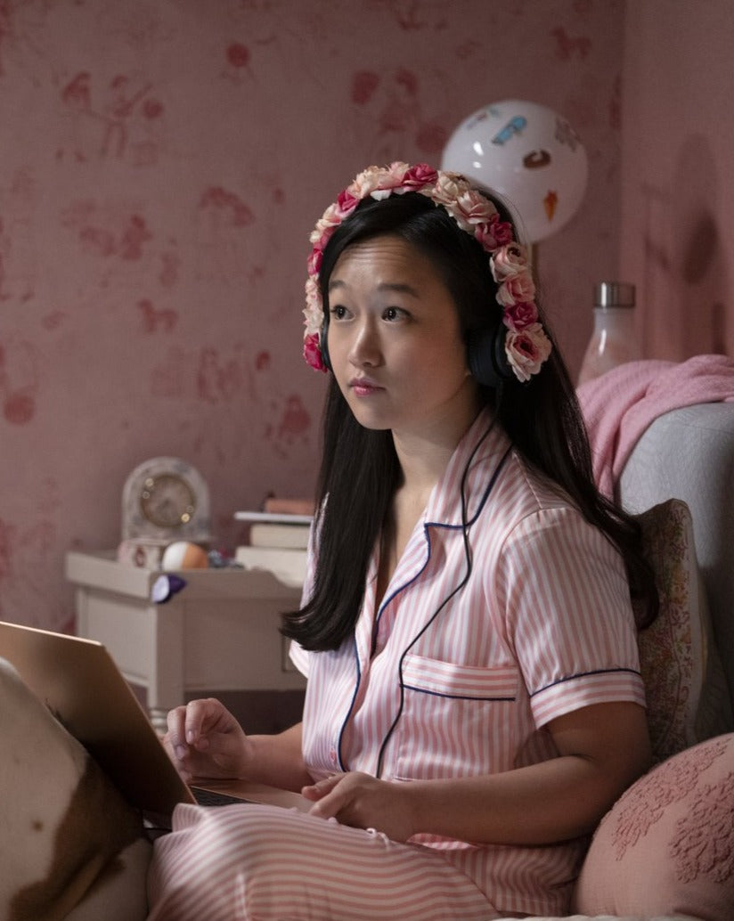 Pink and White Stripe Pajama Cypress 2-Piece Short Sleeve & Capris Set