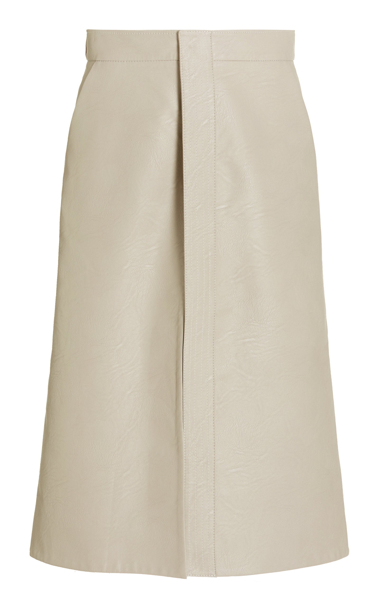 Lauren vegetarian leather midi skirt in light grey