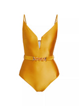 Gold August Swimsuit with Chain Detail