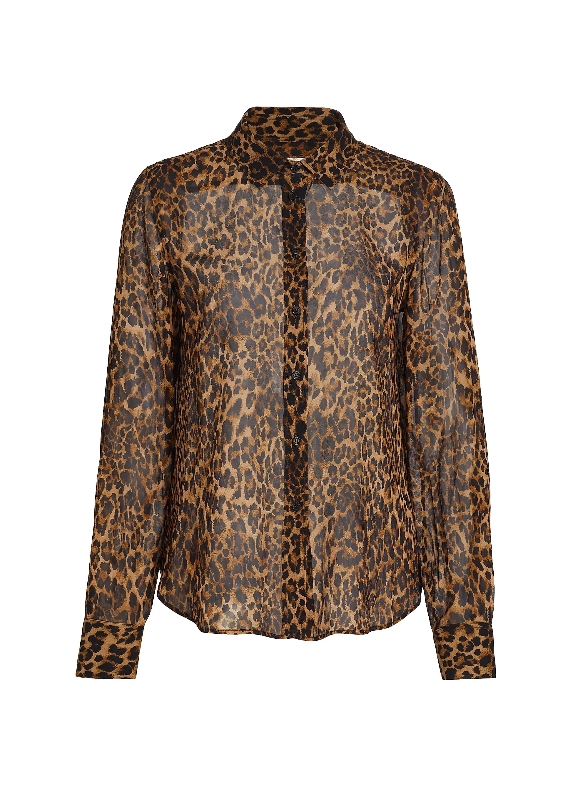 Gaia Leopard Silk Button-Down Shirt