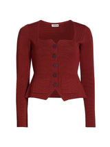Burgundy Square Neck Knit Top