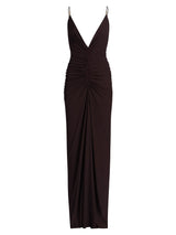Brown Anya Ruched Maxi Dress