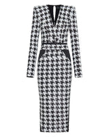 Hey You 3 Way Dress in Black White Houndstooth