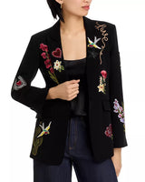 Black Floral-Embellished Blazer
