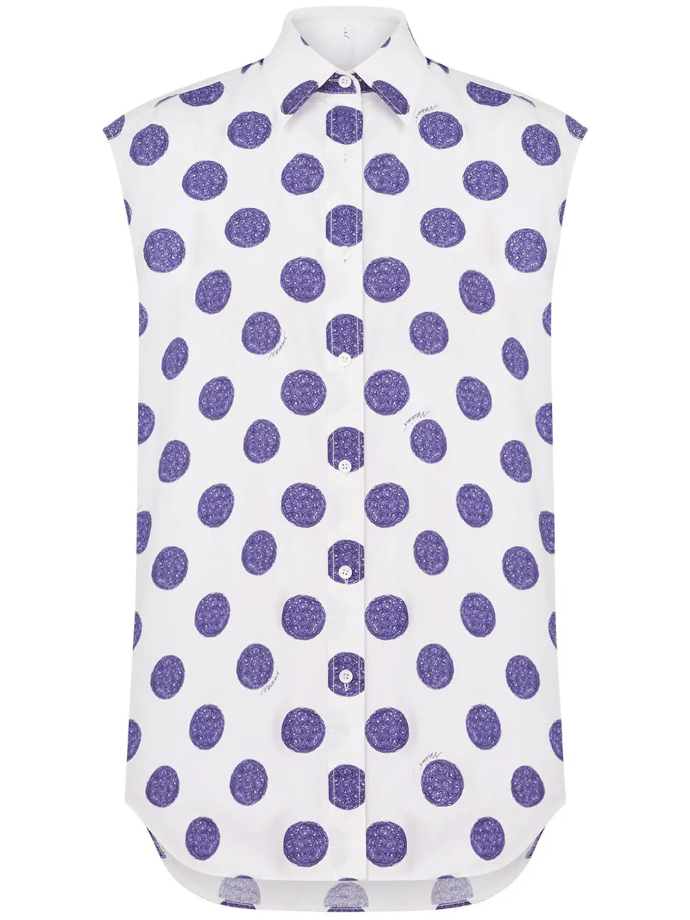 Blue & White polka dot-print shirt