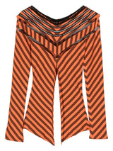 Orange Striped Long Sleeve Top