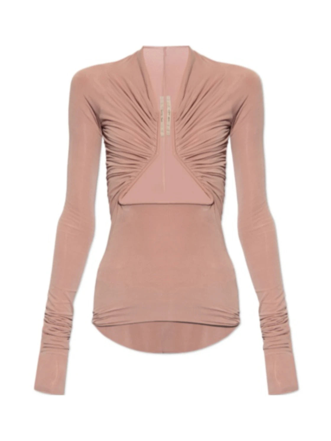 Pink Cutout ruched stretch-jersey top