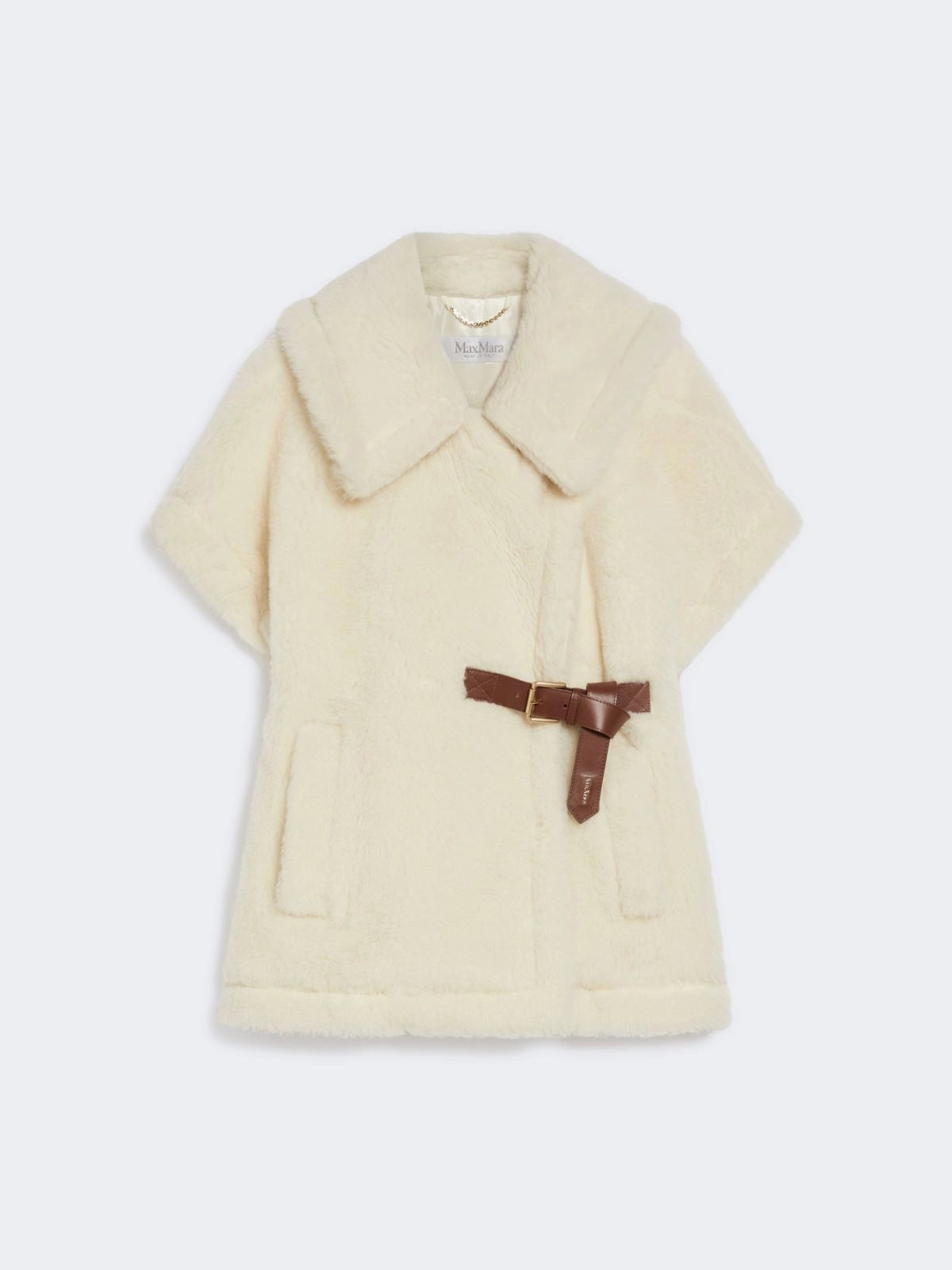 Max Mara Optical White Cape in alpaca and wool Teddy fabric