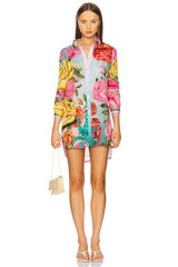 Multicolor Floral Satin Button Up Shirt