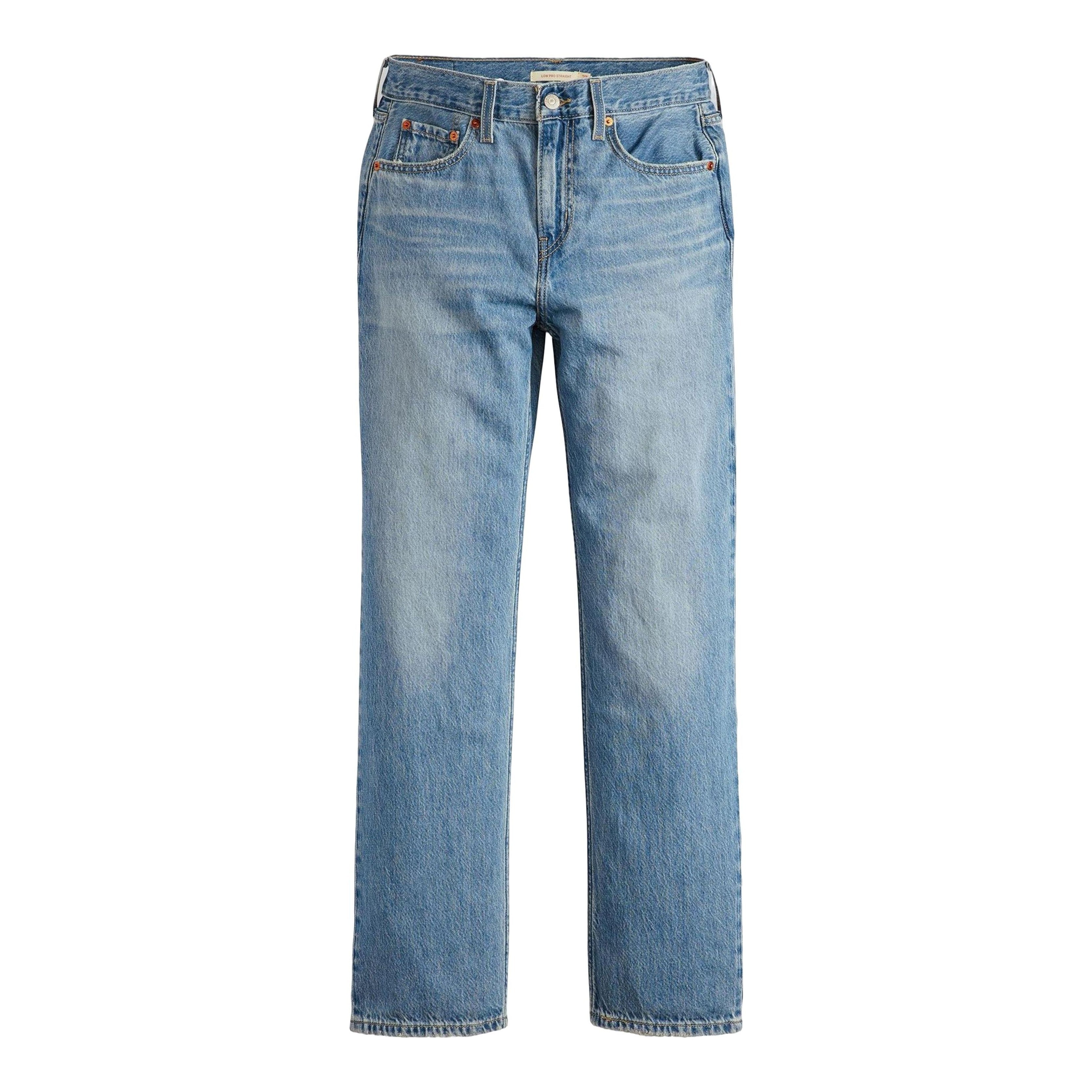 Light blue jeans on a white background