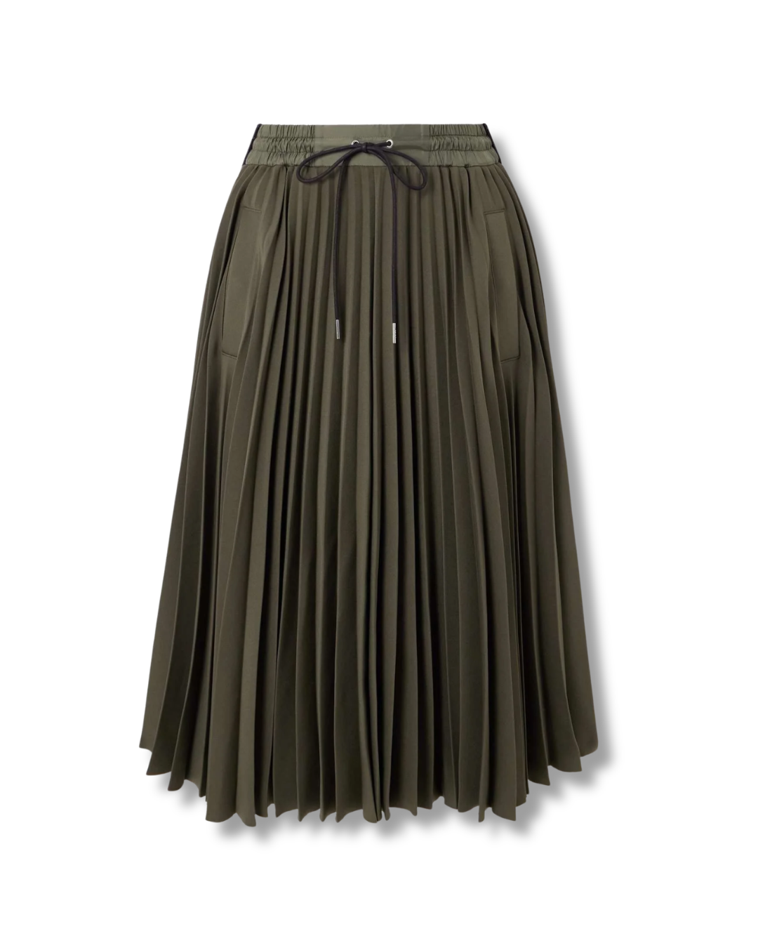 Green pleated skirt on a white background