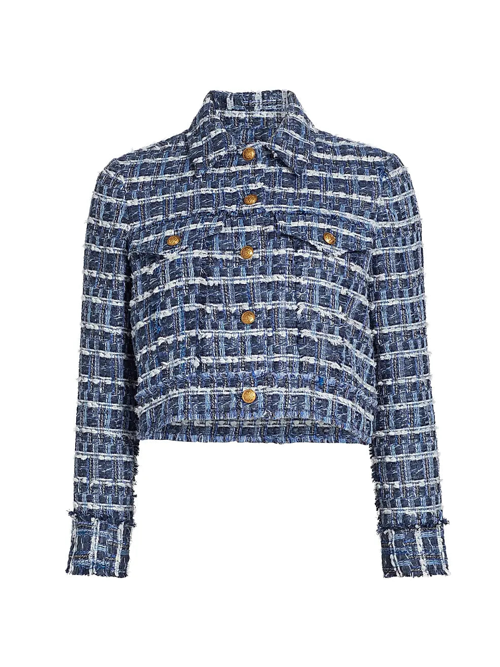 Blue Tweed Cropped Jacket