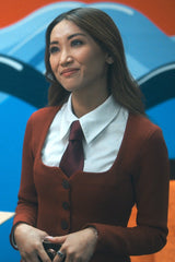 Burgundy Square Neck Knit Top