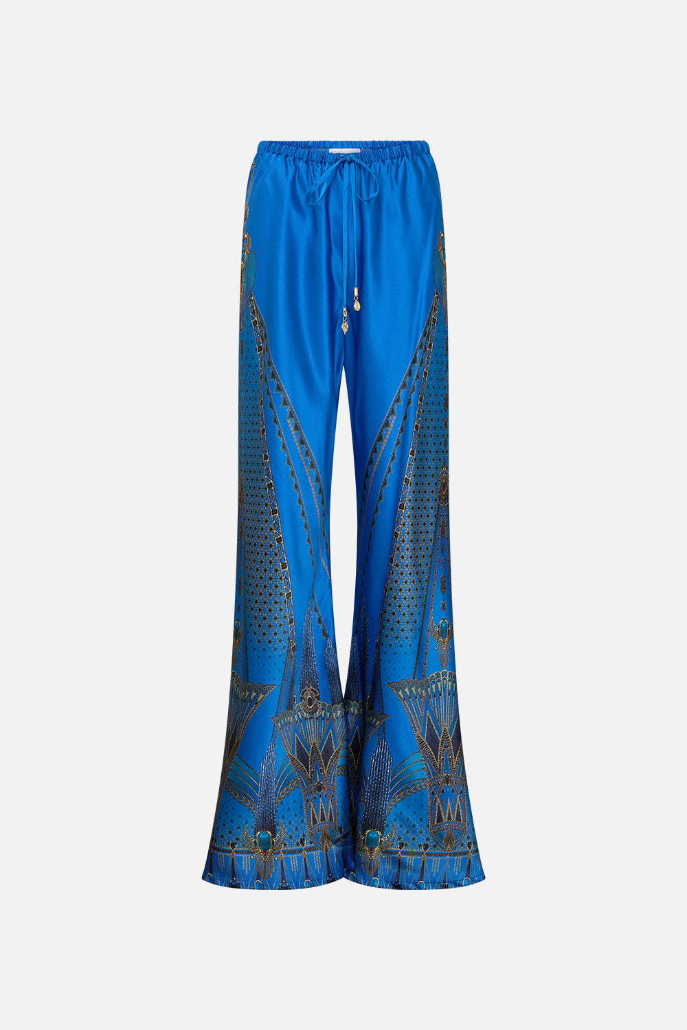 Blue Printed Silk Pants