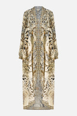 White/Brown Mixed Animal Print Long Jacket
