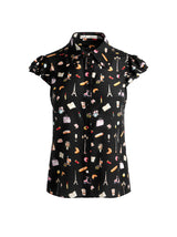 Martel Black Printed Silk Blouse
