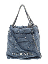 Blue Denim Quilted 22 Hobo Bag