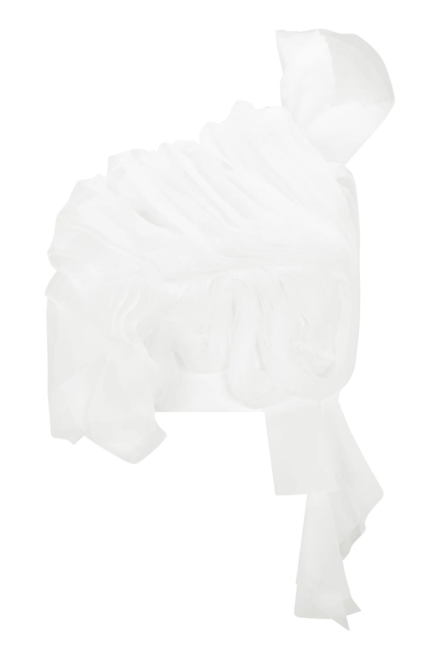 White hooded garment on a white background