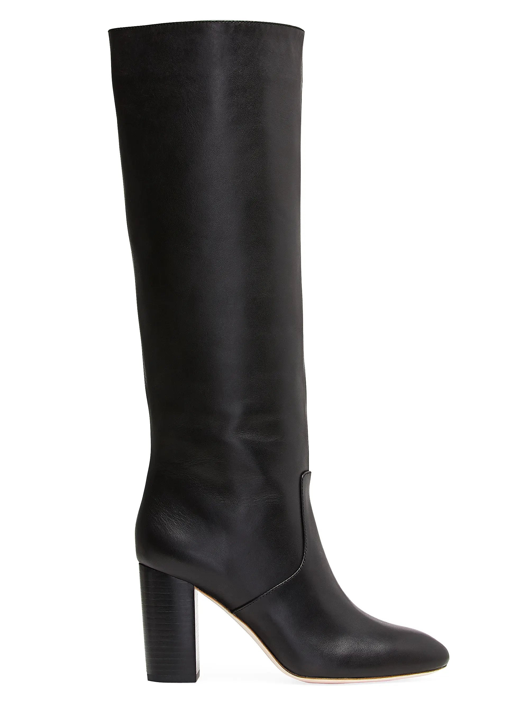 Black knee-high boot on a white background