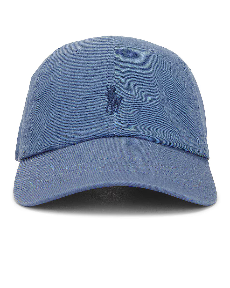 Blue cap with a logo on a white background
