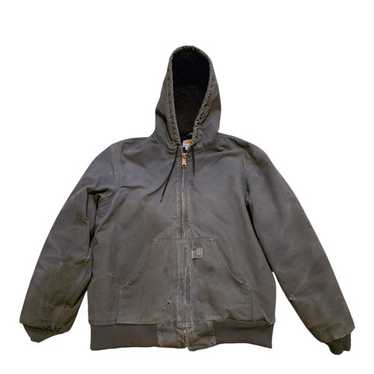 Gray hooded jacket on a white background