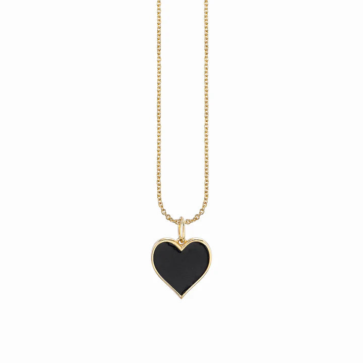 Gold Enamel Large Heart Necklace