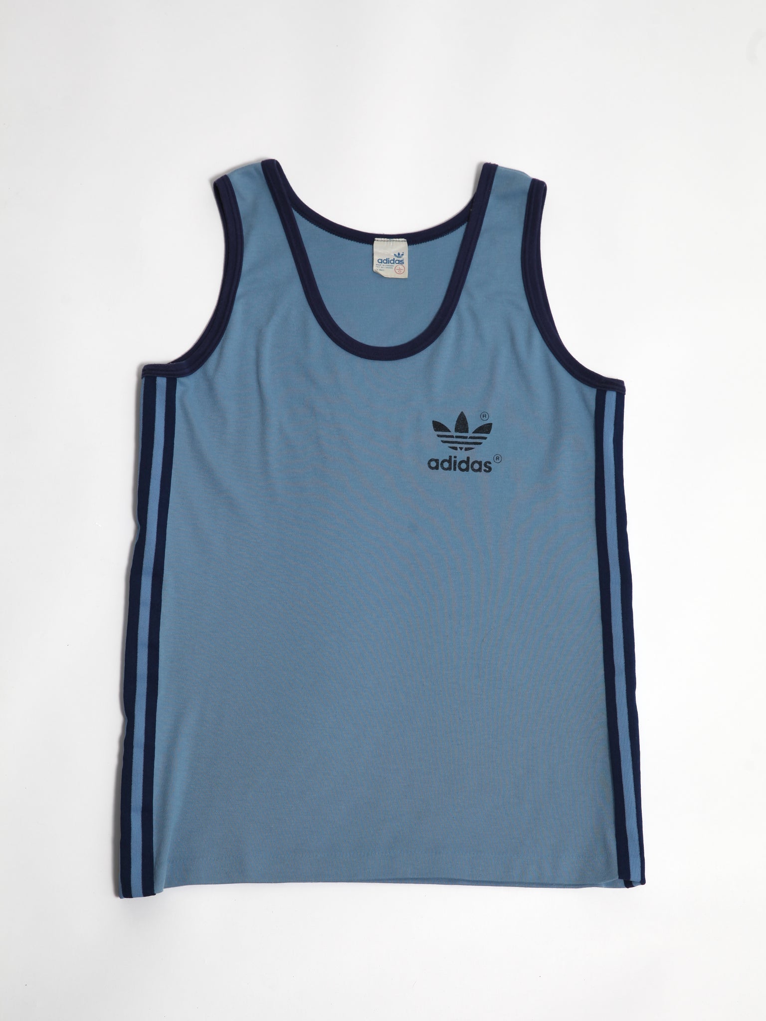 Blue Contrast-Trim Vintage Tank Top