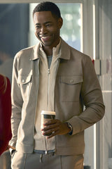 Tan Full Zip Shirt Jacket