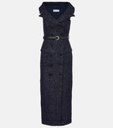 Boucle Belted Sleeveless Midi Dress