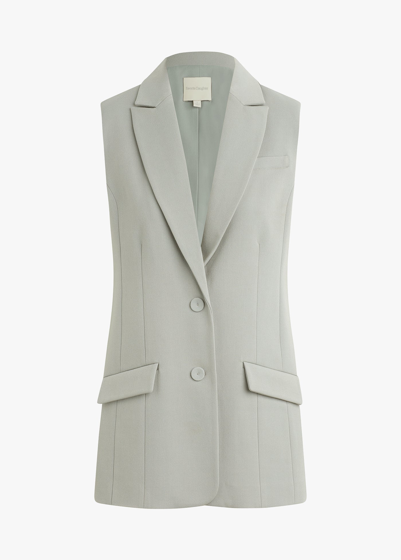 Light gray vest with a collar on a white background