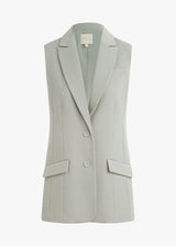 Light gray vest with a collar on a white background