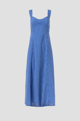 Blue Striped Sleeveless Midi Dress