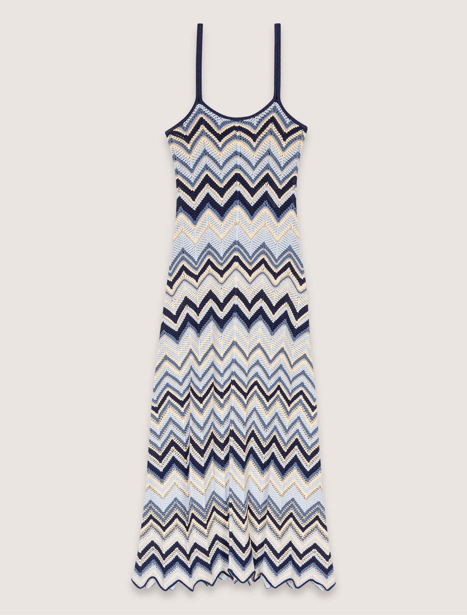 Blue Chevron Crochet Maxi Dress