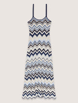 Blue Chevron Crochet Maxi Dress