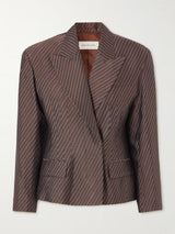 Brown striped blazer on a white background